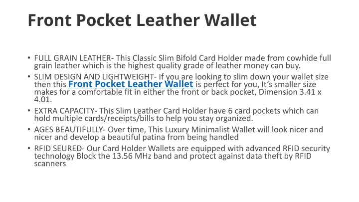 front pocket leather wallet