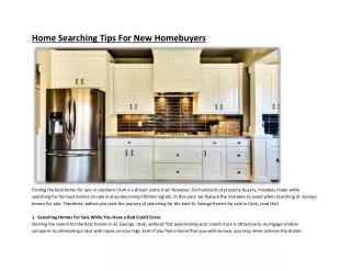 Home Searching Tips For New Homebuyers
