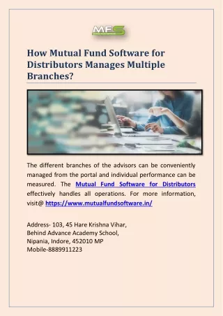 how mutual fund software for distributors manages
