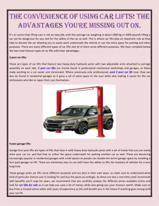 it s no secret that lifting cars is not an easy