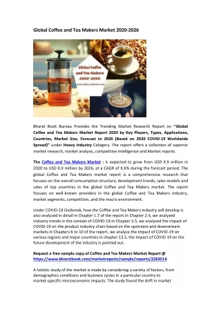 global coffee and tea makers market 2020 2026