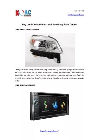 Buy Used Car Body Parts and Auto Body Parts Online - Auto Parts LLC