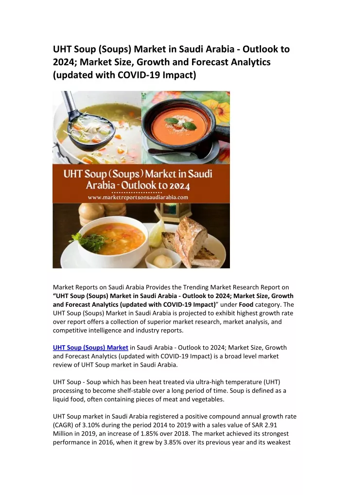uht soup soups market in saudi arabia outlook