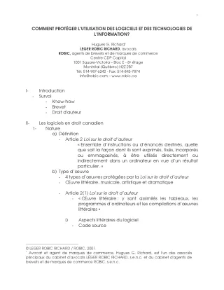 COMMENT PROTÉGER L’UTILISATION DES LOGICIELS ET DES TECHNOLOGIES DE L’INFORMATION?