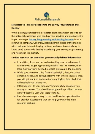 strategies to take for broadening the survey