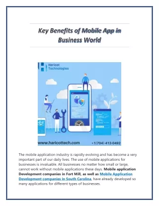 Key Benefits Of Mobile App In Business World