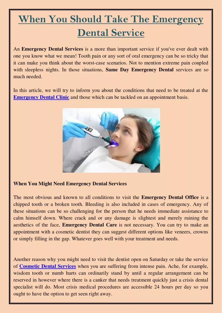 when you should take the emergency dental service