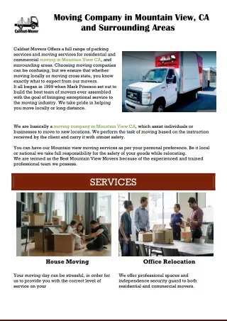 Moving Company in Mountain View CA