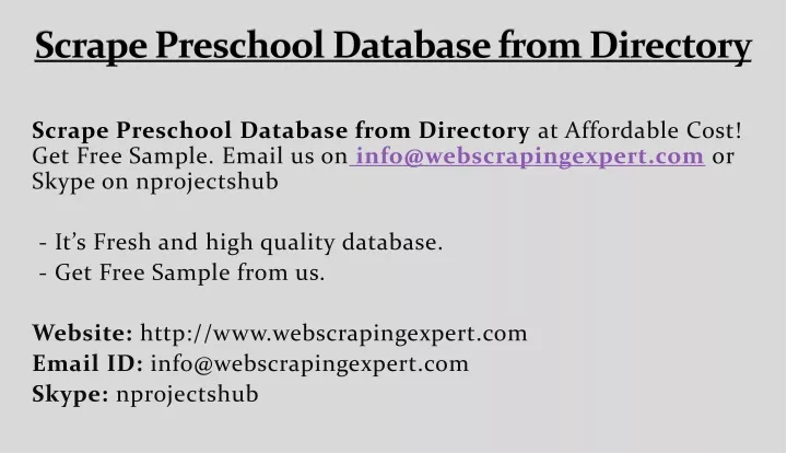 scrape preschool database from directory