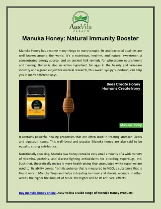Manuka Honey: Natural Immunity Booster