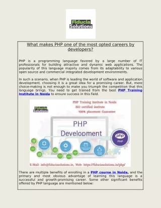 What makes PHP one of the most opted careers by developers?