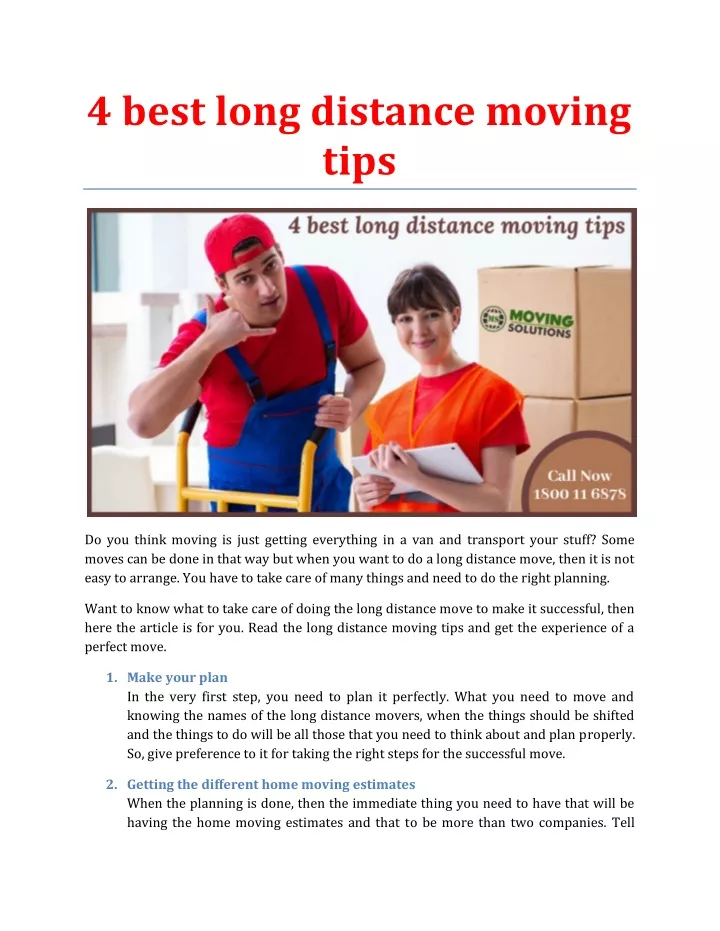 4 best long distance moving tips