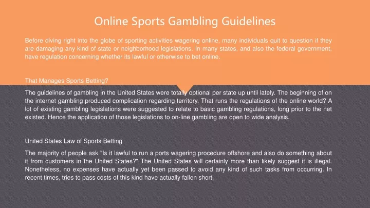 online sports gambling guidelines