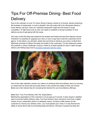 tips for off premise dining best food delivery