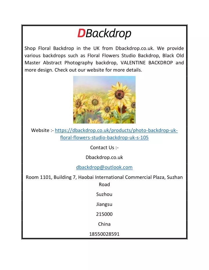 shop floral backdrop in the uk from dbackdrop