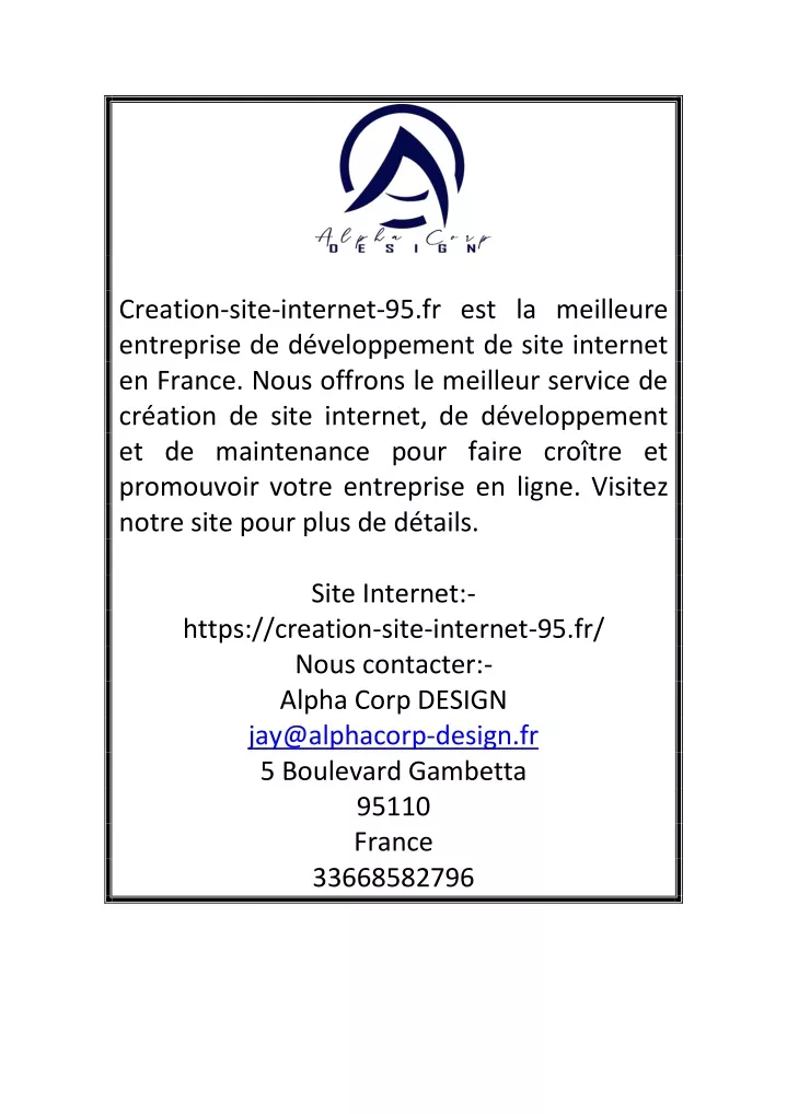 creation site internet 95 fr est la meilleure