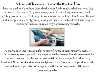 VINReportCheck.com - Choose The Best Used Car