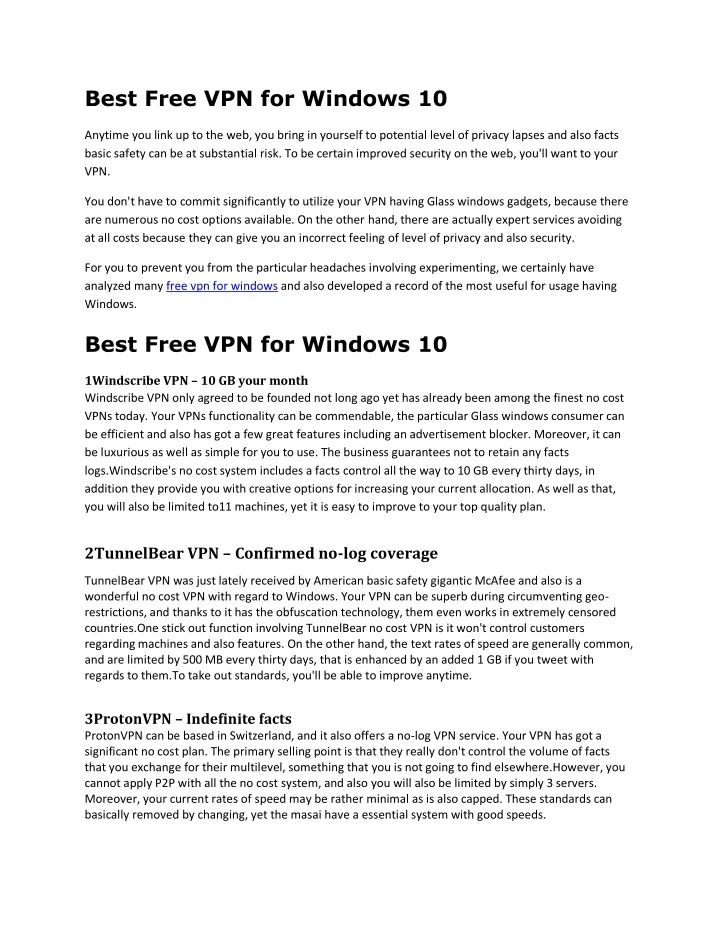 best free vpn for windows 10