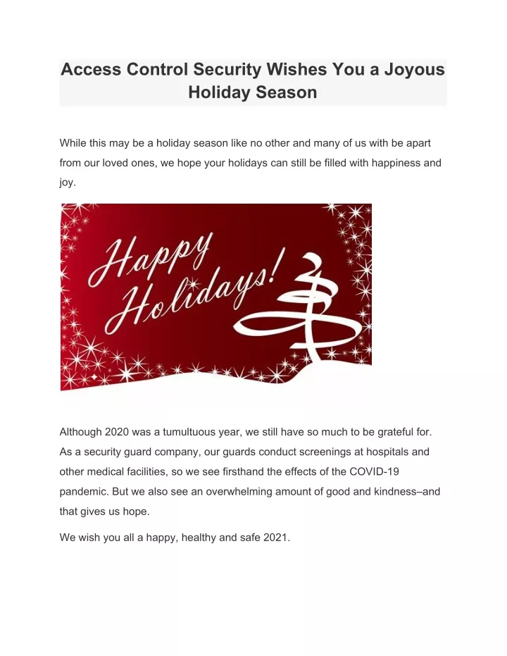 access control security wishes you a joyous