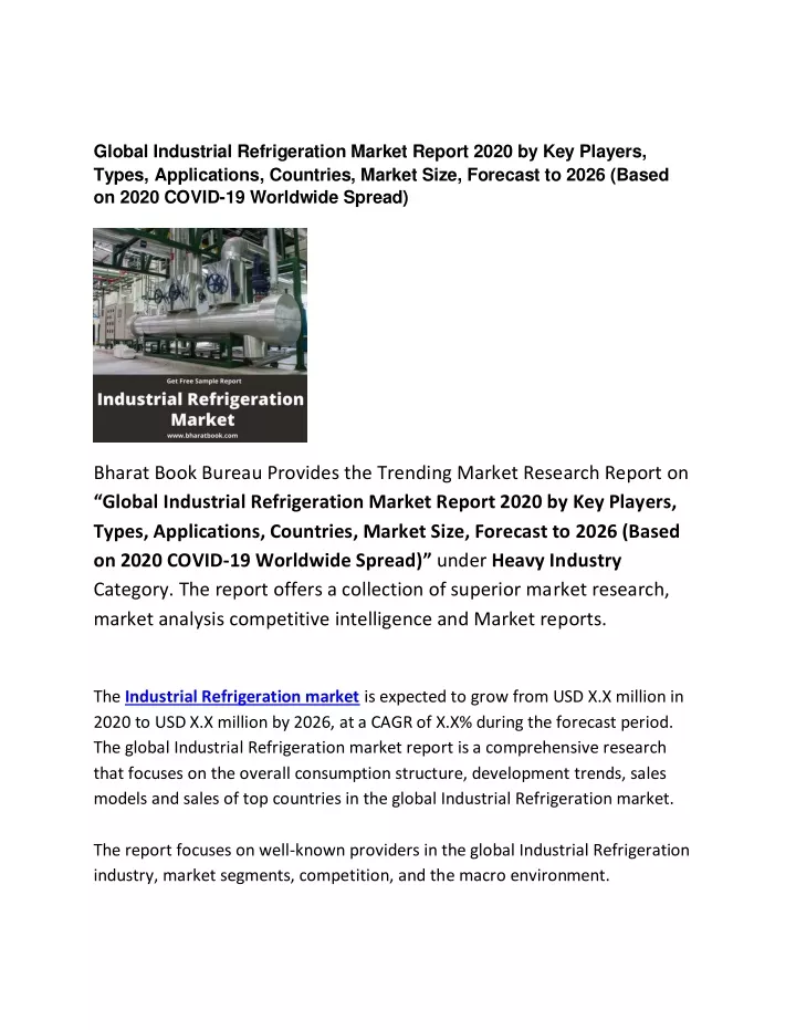global industrial refrigeration market report