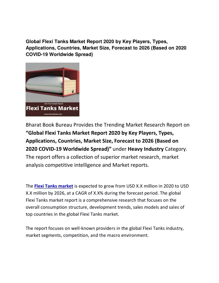 global flexi tanks market report 2020