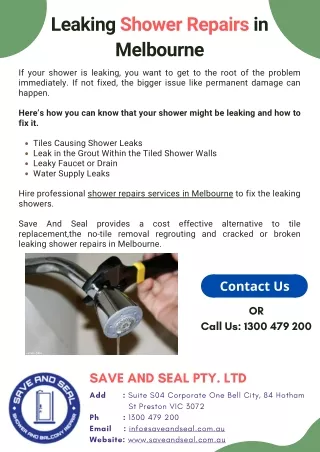 leaking shower repairs in melbourne