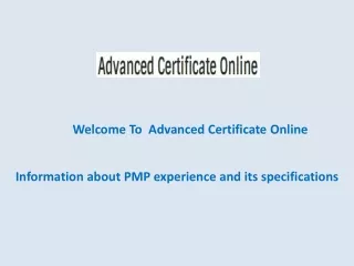 Information about PMP experience and its specifications