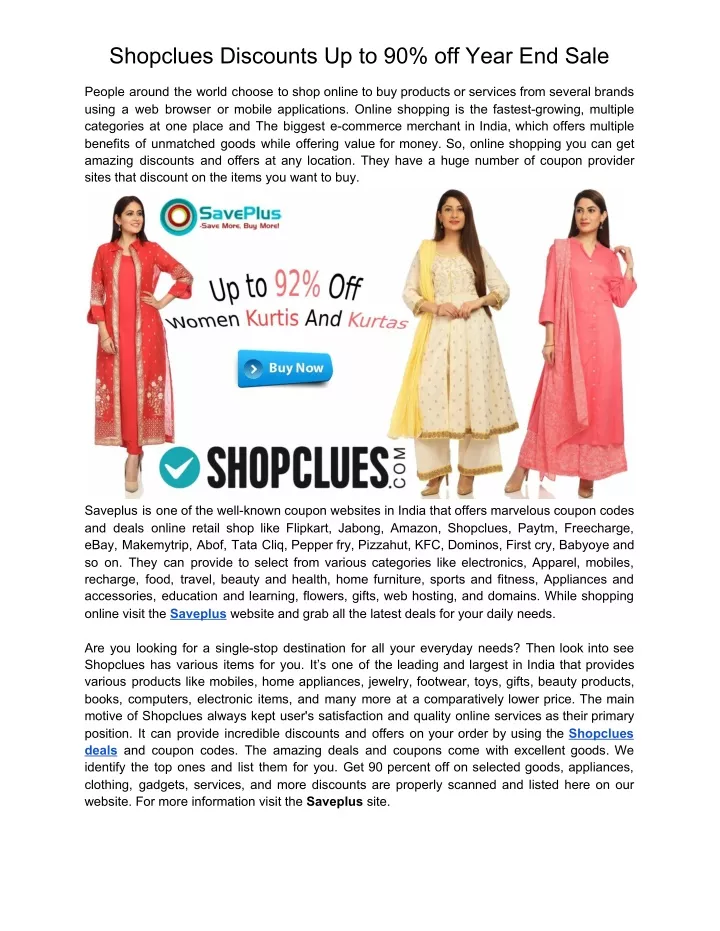 shopclues discounts up to 90 off year end sale