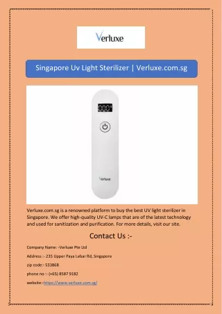singapore uv light sterilizer verluxe com sg