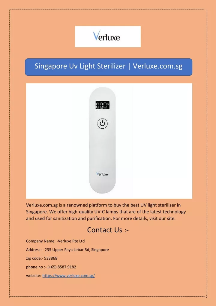 singapore uv light sterilizer verluxe com sg