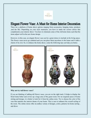 Elegant Flower Vase - A Must for Home Interior Decoration