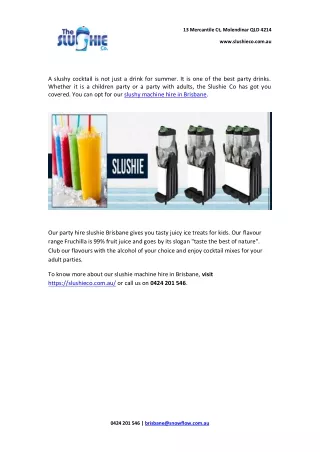 Get the Party Started Right with Slushy Machine Hire in Brisbane