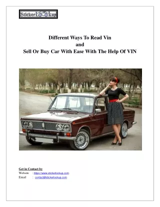 Different Ways To Read Vin and Sell Or Buy Car With Ease With The Help Of VIN