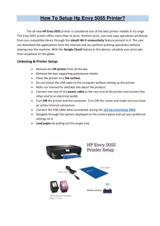 how to setup hp envy 5055 printer