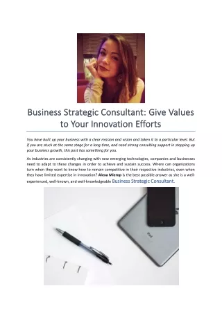 Business Strategic Consultant: Give Values to Your Innovation Efforts