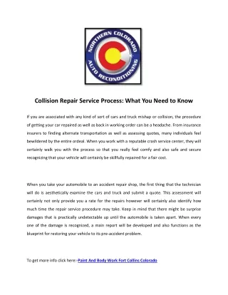 Collision Repair Greeley Colorado - NoCoAutoRecon