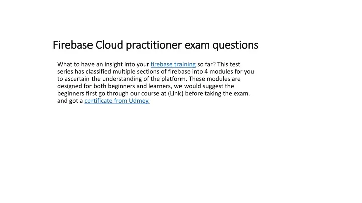 firebase cloud practitioner exam questions