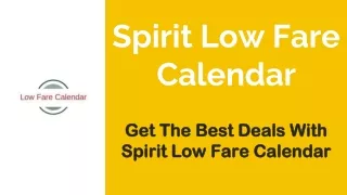 Spirit Low Fare Calendar