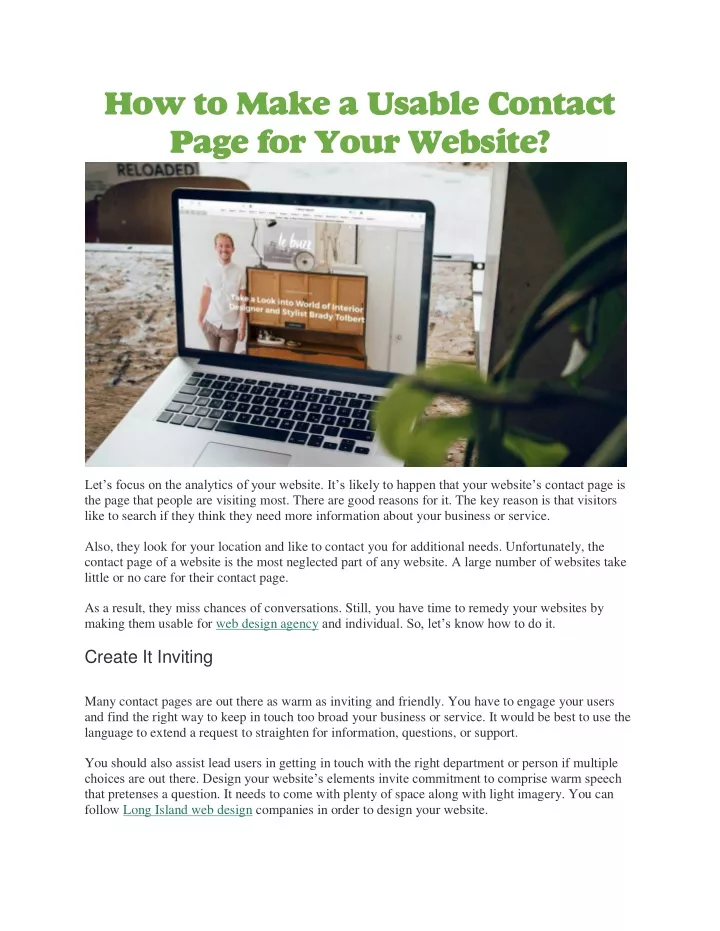 how to make a usable contact page for your website