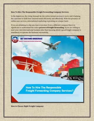 how to hire the responsible freight forwarding