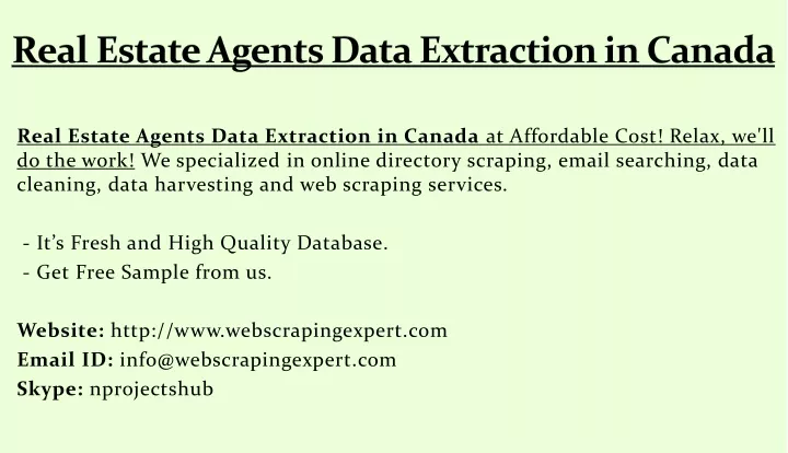 real estate agents data extraction in canada