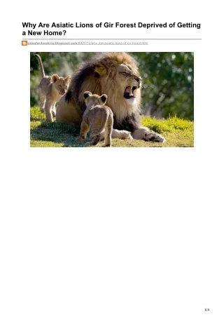why are asiatic lions of gir forest deprived