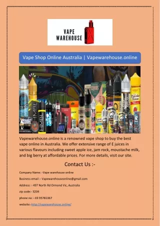 Vape Shop Online Australia | Vapewarehouse.online