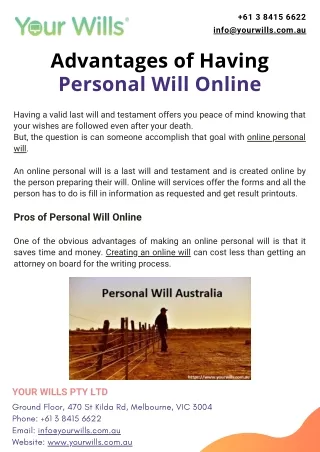 Advantages of Having Personal Will Online