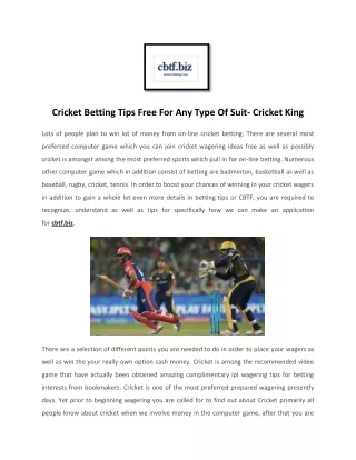 Free Cricket Betting Tips & Match Prediction - IPL Betting Tip - CBTF