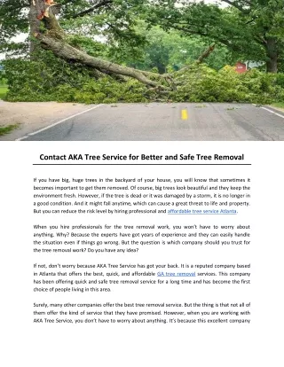 contact aka tree service for better and safe tree