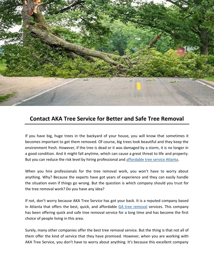 contact aka tree service for better and safe tree