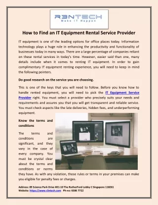 How to Find an IT Equipment Rental Service Provider