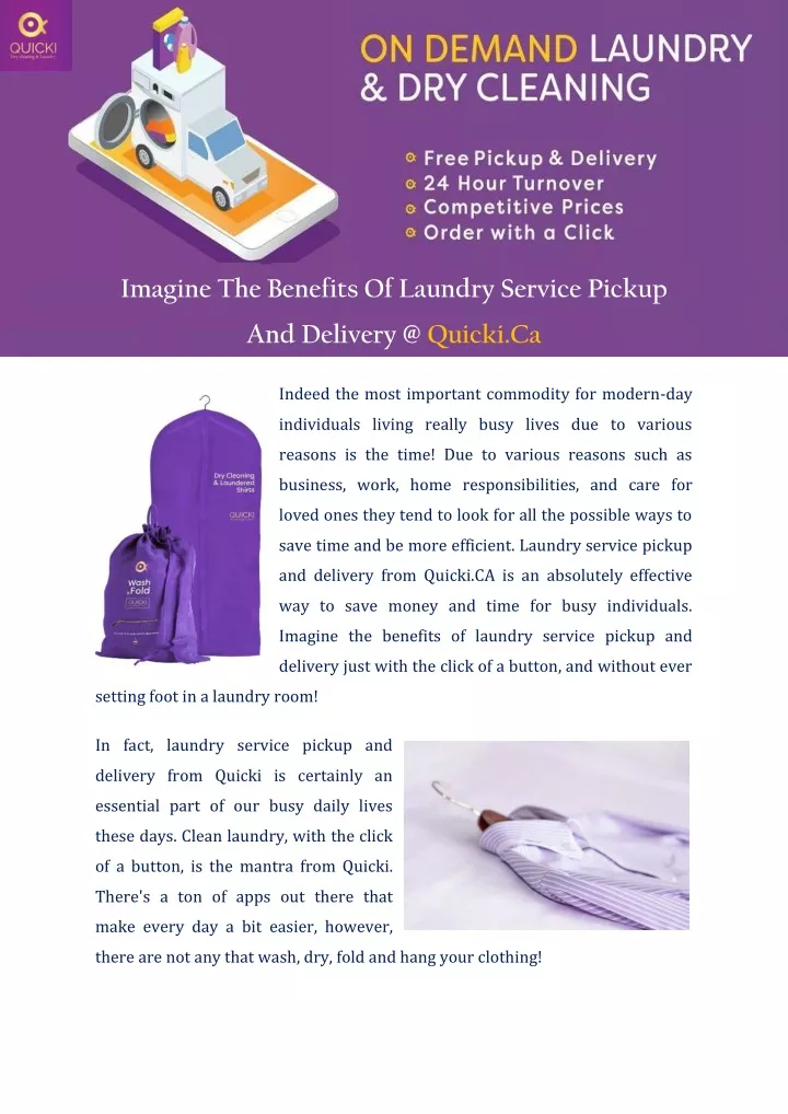 imagine the benefits of laundry service pickup