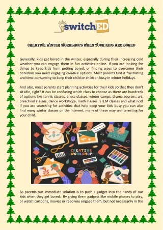 Creative Winter Workshops When Your Kids Are Bored